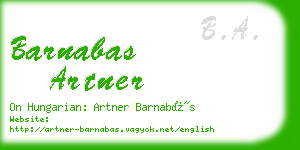 barnabas artner business card